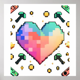 Pixel Heart T-Shirt – Retro Love, Modern Vibes Poster