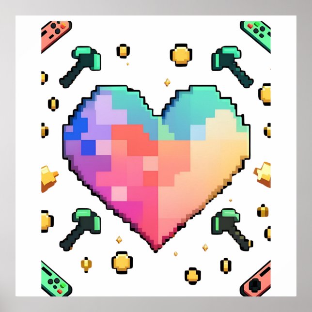 Pixel Heart T-Shirt – Retro Love, Modern Vibes Poster (Front)