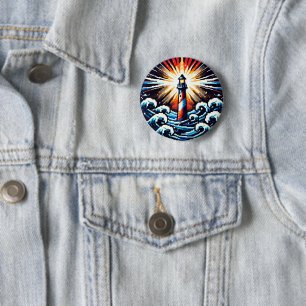 Pixel Lighthouse in Stormy Seas 6 Cm Round Badge