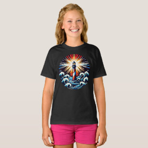 Pixel Lighthouse in Stormy Seas T-Shirt