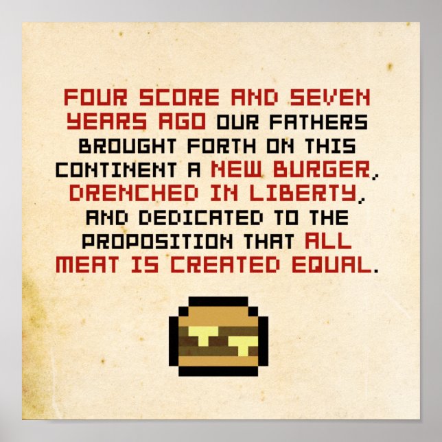 Pixel Lincoln Gettysburger Address Poster (Front)