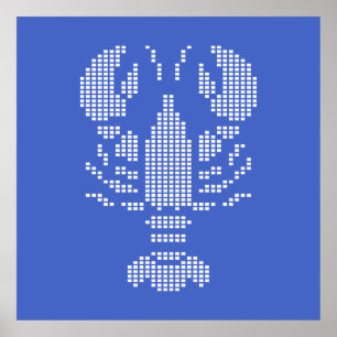 Pixel Lobster Emblem Mosaic Poster