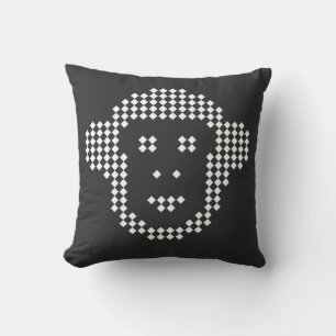 Pixel Monkey Diamond Emblem Cushion