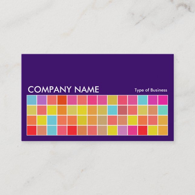 Pixel Motif v2 01 Deep Purple with Grey Business Card (Front)