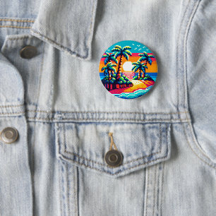 Pixel Palms: Tropical Serenity 6 Cm Round Badge