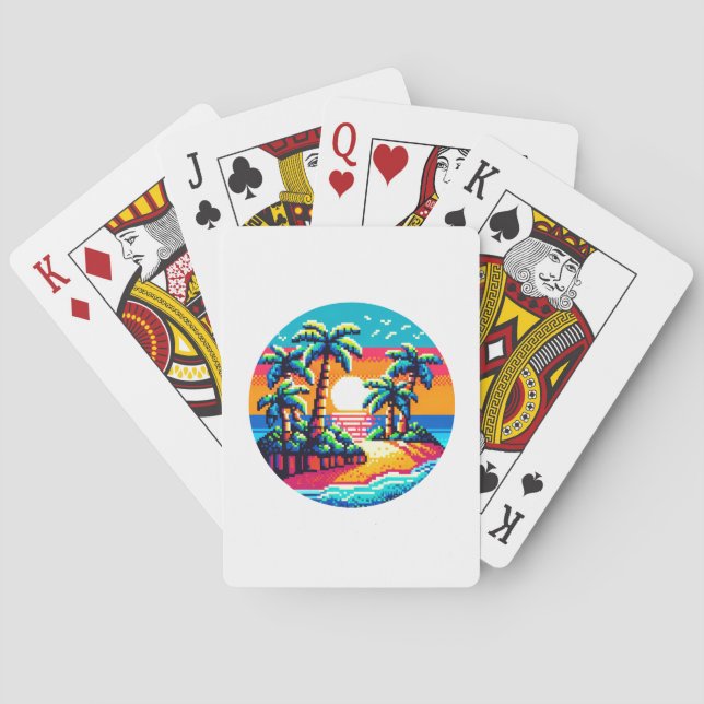 Pixel Palms: Tropical Serenity Playing Cards (Back)