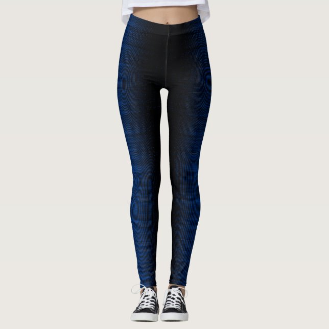 Pixel pattern 01.B.bw.02 Black BG Leggings (Front)