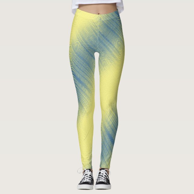 Pixel pattern 01.B.bw.S Yellow BG Leggings (Front)