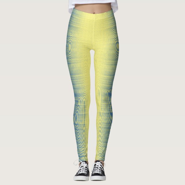 Pixel pattern 01.B.bw.Yellow BG Leggings (Front)