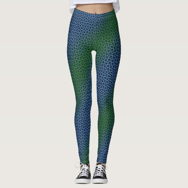 Pixel pattern 01.GRN.bw DBluek BG Leggings (Front)