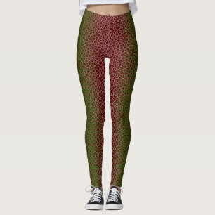 Pixel pattern 01.GRN.bw DRed BG Leggings