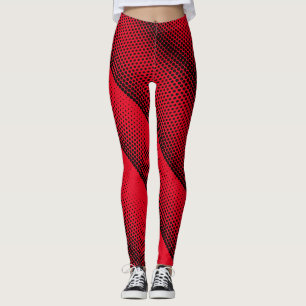Pixel Pattern 08.B.w Red BG Leggings