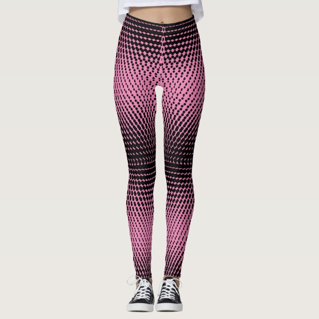Pixel Pattern 09.B.w. Pink BG Leggings (Front)