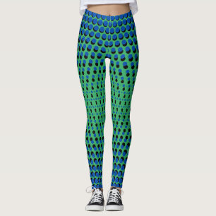 Pixel Pattern 09.BBLK.w Green BG Leggings