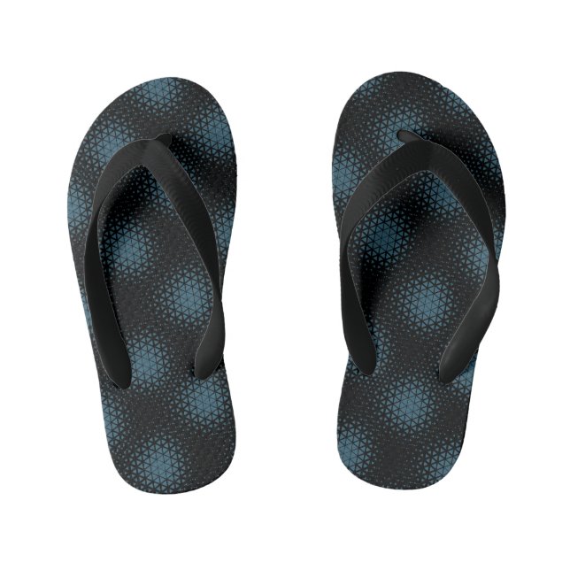 Pixel Pattern 10.B.bw Black BG Kid's Jandals (Footbed)