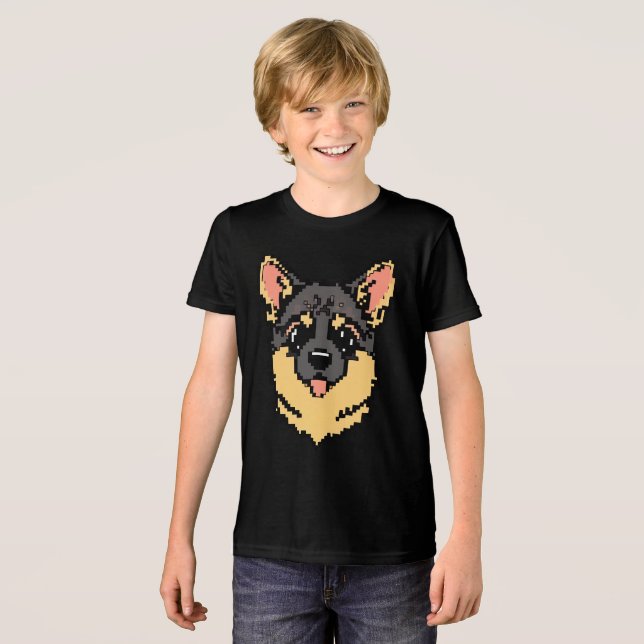 Pixel Paws and Shepherd Play Tri-Blend Shirt (Front Full)