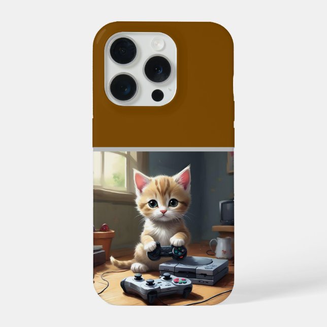 "Pixel Paws: The Gamer Kitten in Action" iPhone Case (Back)