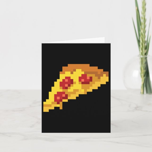 Pixel Pizza 80s Video Game Retro 8-bit Halloween C Card (Front)