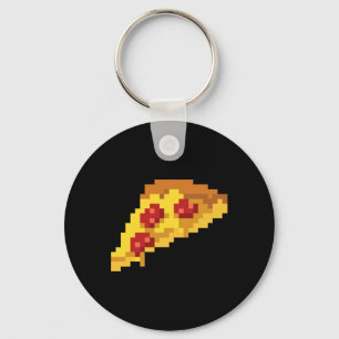 Pixel Pizza 80s Video Game Retro 8-bit Halloween C Key Ring