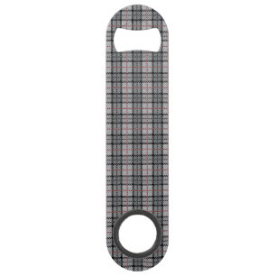 Pixel Plaid in Grey with Red Stripe