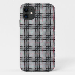 Pixel Plaid in Grey with Red Stripe Case-Mate iPhone Case