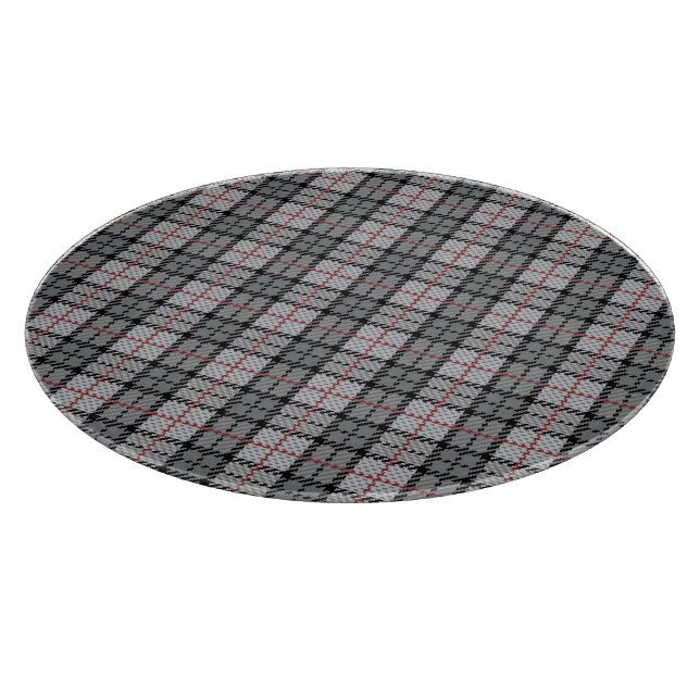 Pixel Plaid in Grey with Red Stripe Cutting Board (Corner)