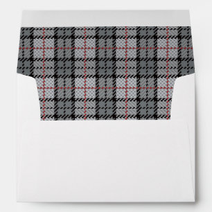 Pixel Plaid in Grey with Red Stripe Envelope