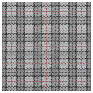 Pixel Plaid in Grey with Red Stripe Fabric