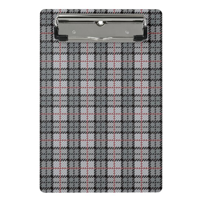 Pixel Plaid in Grey with Red Stripe Mini Clipboard (Front)