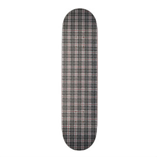 Pixel Plaid in Grey with Red Stripe Skateboard
