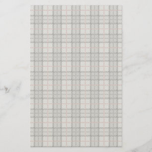 Pixel Plaid in Grey with Red Stripe Stationery