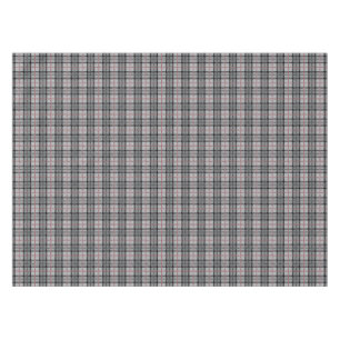 Pixel Plaid in Grey with Red Stripe Tablecloth