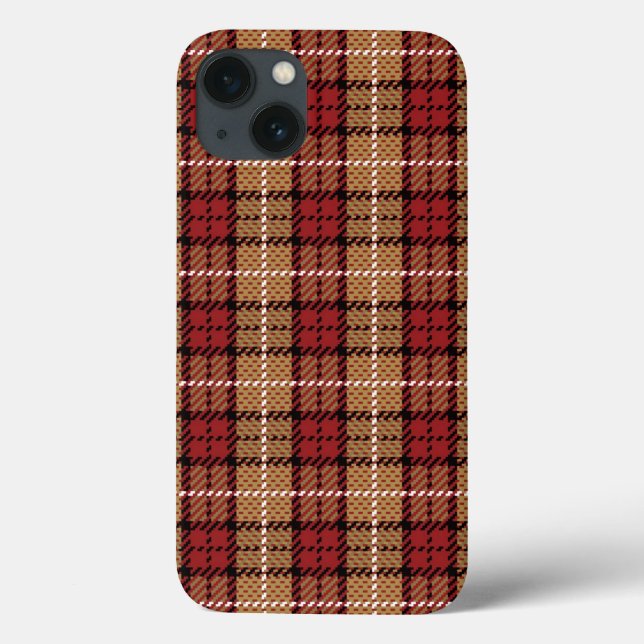 Pixel Plaid in Red and Gold Case-Mate iPhone Case (Back)