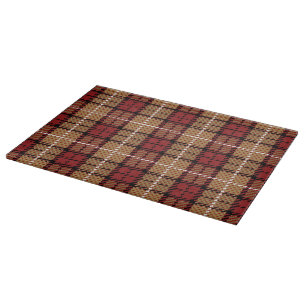 Pixel Plaid in Red and Gold Cutting Board