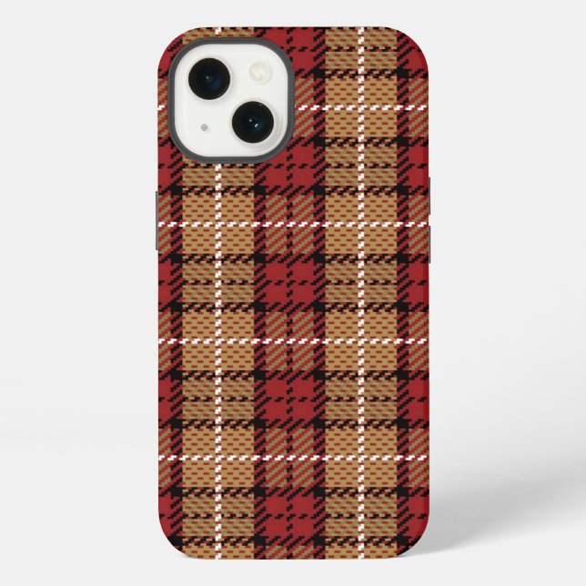 Pixel Plaid in Red and Gold iPhone Case (Back)