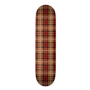 Pixel Plaid in Red and Gold Skateboard
