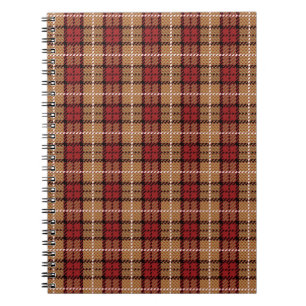 Pixel Plaid in Red and Gold Spiral Notebook