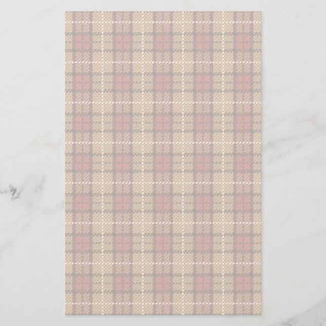 Pixel Plaid in Red and Gold Stationery (Front)