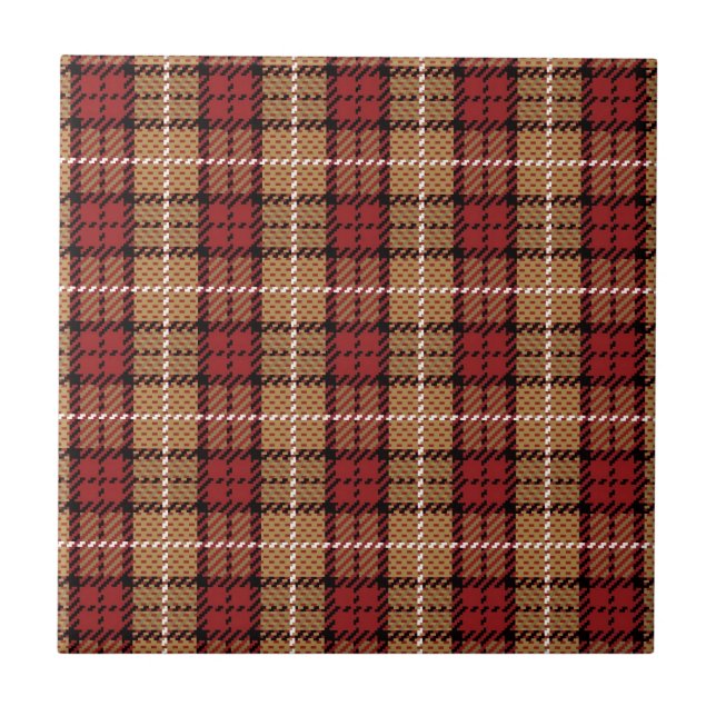 Pixel Plaid in Red and Gold Tile (Front)