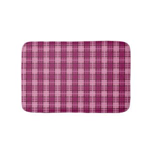 Pixel Plaid_Magenta-Black Bath Mat
