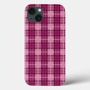 Pixel Plaid_Magenta-Black iPhone 13 Case