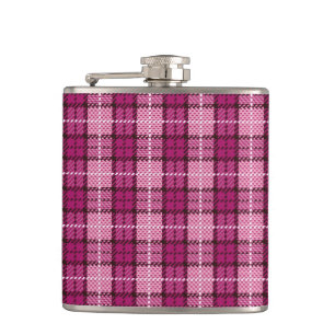 Pixel Plaid_Magenta-Black Hip Flask