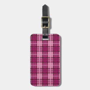 Pixel Plaid_Magenta-Black Luggage Tag