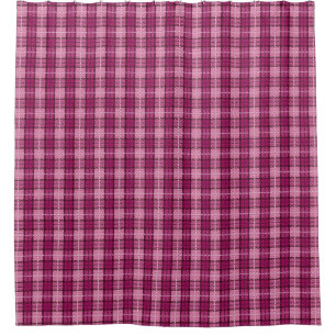 Pixel Plaid_Magenta-Black Shower Curtain