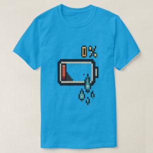 Pixel Power Outage: 0% Energy Vibes T-Shirt