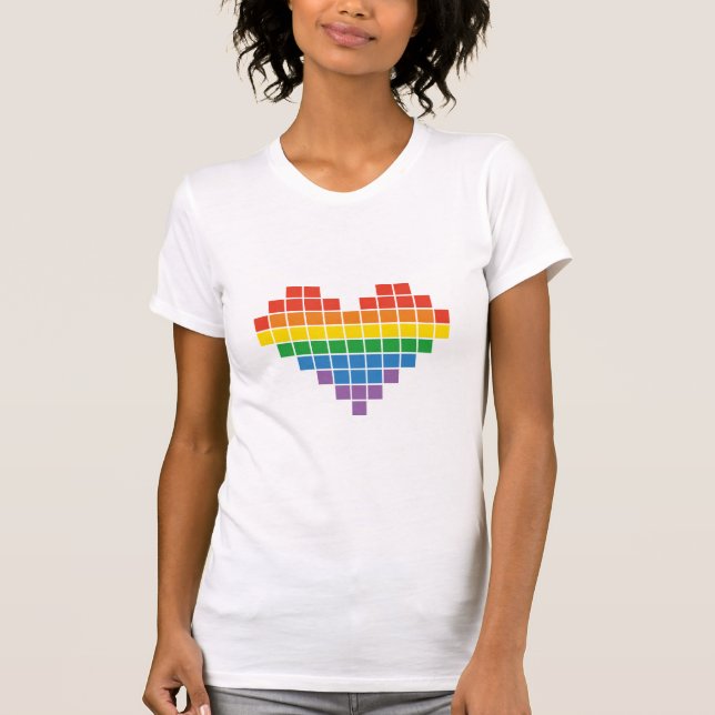 Pixel Pride Heart Tee: Love in Pixels  T-Shirt (Front)