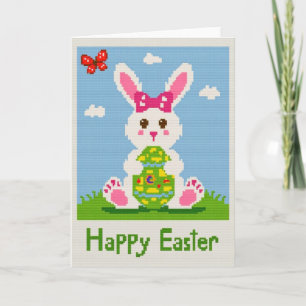 Pixel Rabbit Easter Egg Card