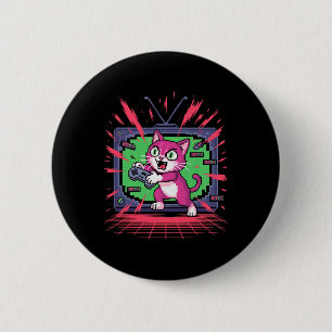 Pixel Rage Cat Retro Gamer Glitch In 8-bit Style 2 6 Cm Round Badge