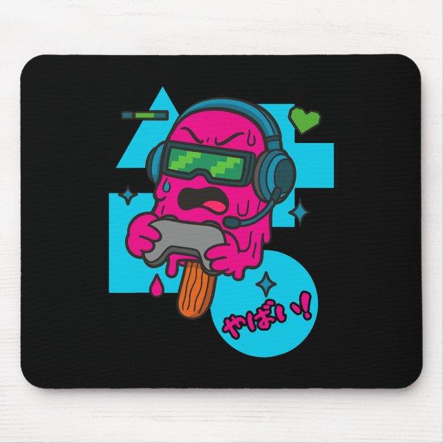Pixel Rage Gamer Popsicle Funny Melting Ice Cream  Mouse Pad (Front)
