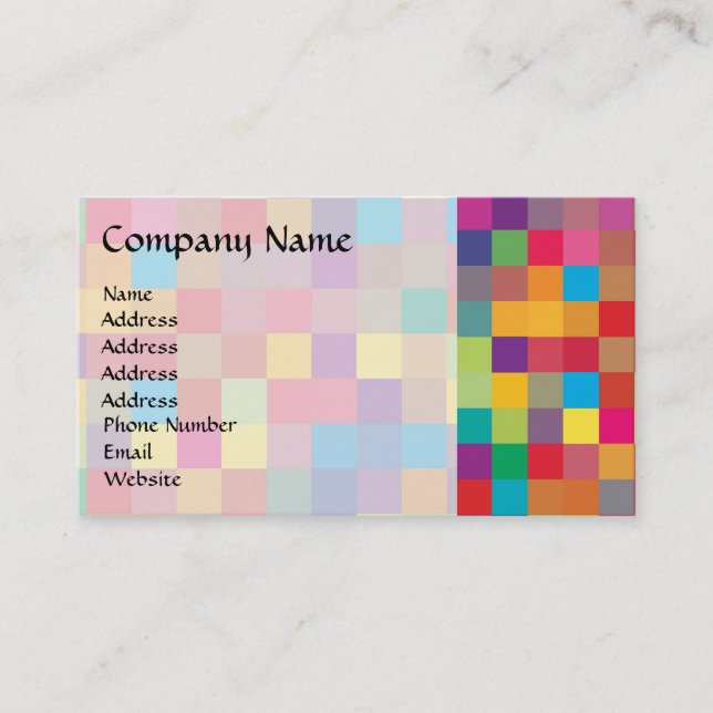 Pixel Rainbow Square Pattern Business Card (Front)